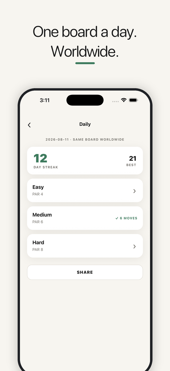 Daily mode — streak and three difficulties